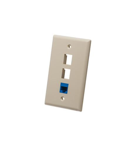 FACEPLATE, FLAT, 1-GANG, 3-PORT, IVORY