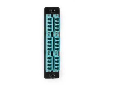 High-Density 10G Multimode Fiber Adapter Panel - Ceramic Sleeve, (12) LC Duplex, Aqua