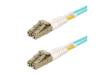 11m LC to LC Aqua OM4 Duplex OFNR (Riser-Rated) Fiber Patch Cable