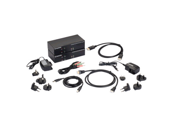 Black Box KVX Series KVM Extender over CATx - 4K, Dual-Head, HDMI/DisplayPort, USB 2.0, Serial, Audio, Local Video - KVM / audio / serial / USB extender - TAA Compliant