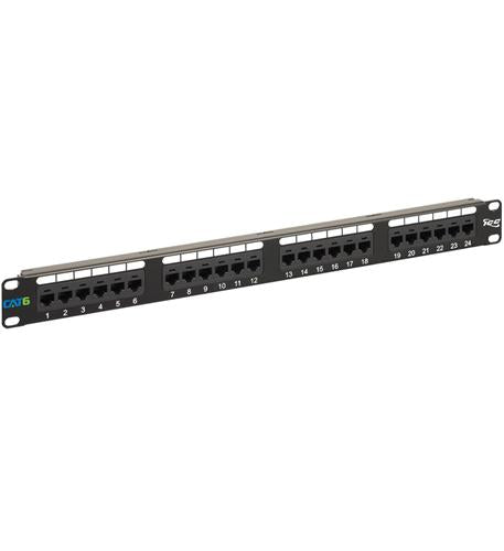 PATCH PANEL, CAT 6, 24-PORT, 1 RMS, 6 PK