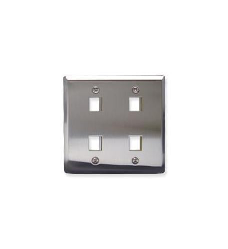 FACEPLATE, STAINLESS STEEL,2-GANG,4-PORT