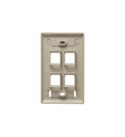 FACEPLATE, ID, 1-GANG, 4-PORT, IVORY