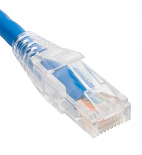 PATCH CORD, CAT5e, CLEAR BOOT, 1' BLUE