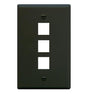FACEPLATE, FLAT, 1-GANG, 3-PORT, BLACK