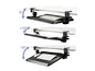 Easy to mount on any work surface. No need to use tools or permanently install. Metal clamp fits onto desks up to 1 5/8. Tray tilts to a comfortable a