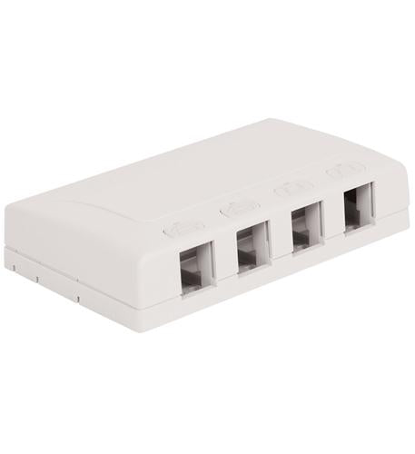 SURFACE MOUNT BOX, ELITE, 4-PORT, WHITE