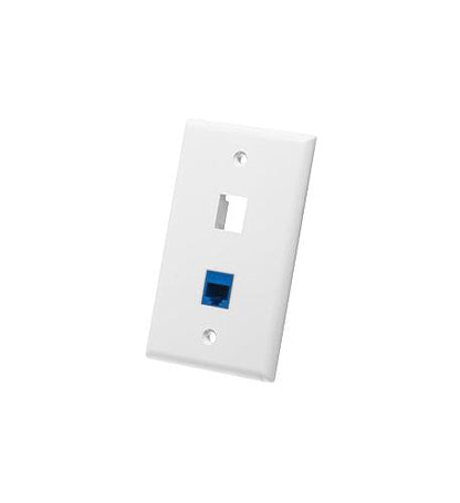 FACEPLATE, FLAT, 1-GANG, 2-PORT, WHITE