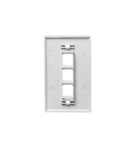 FACEPLATE, FLAT,1-GANG,3-PORT, 25PK, WH