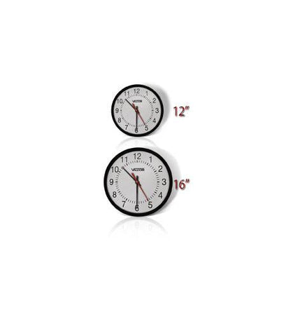 16in Rnd Wired Analog Clock, Black, Sur