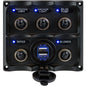 Sea-Dog Water Resistant Toggle Switch Panel w/USB Power Socket - 5 Toggle [424617-1]