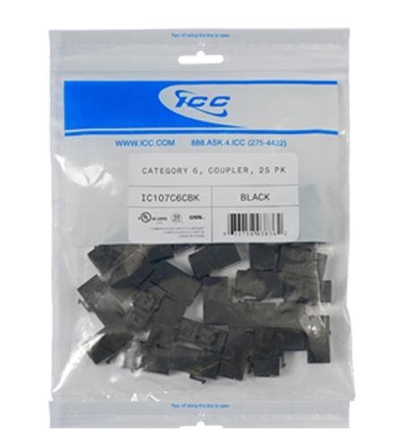 MODULE, COUPLER, CAT 6 25 PK, BLACK