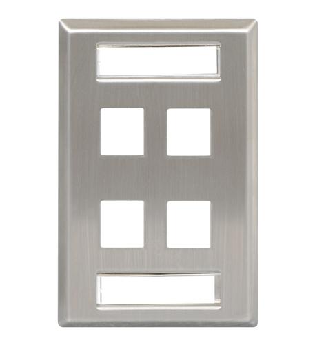 FACEPLATE, ID, STAINLESS, 1-GANG, 4-PORT