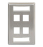FACEPLATE, ID, STAINLESS, 1-GANG, 4-PORT