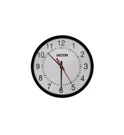 12in Round Clock, Black,Surface Mount24V