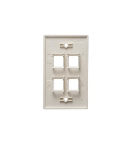 FACEPLATE, FLAT, 1-GANG, 4-PORT, ALMOND