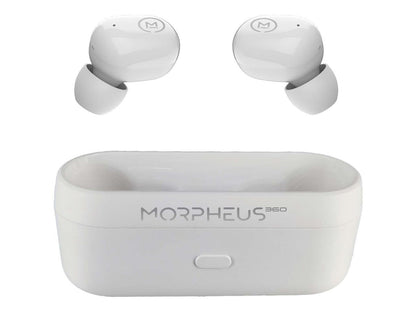 MORPHEUS 360 SPIRE TRUE WIRELESS EARBUDS BLUETOOTH IN-EAR HEADPHONES WITH MICROPHONE HIFI STEREO 20 HOUR PLAYTIME BINAURAL BLUE TW1500W