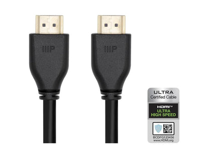 Monoprice 8K Certified Ultra High Speed HDMI Cable - HDMI 2.1 8K@60Hz 4K@120Hz 48Gbps HDR VRR CL2 In-Wall Rated 6ft Black