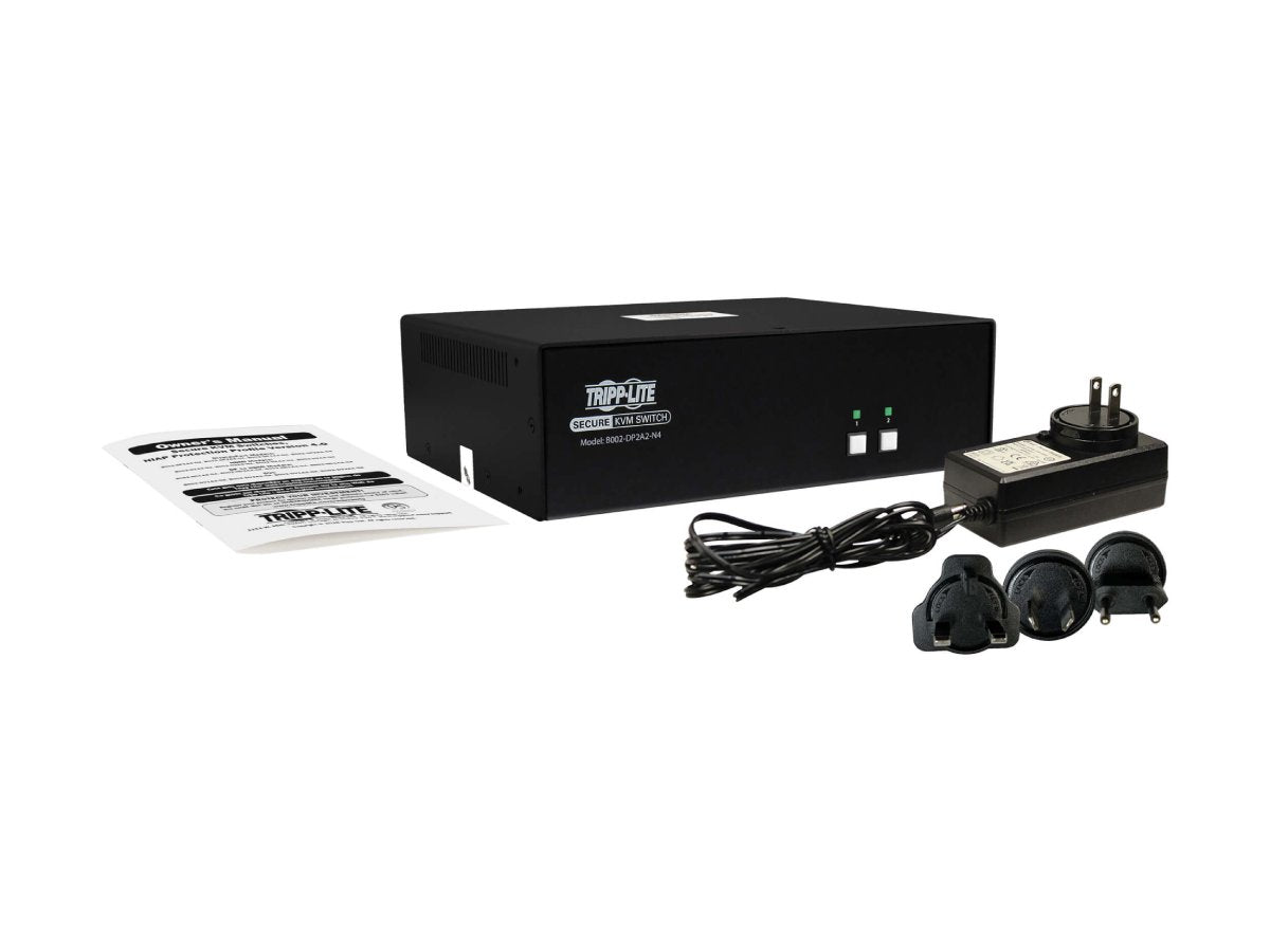 Eaton Tripp Lite Series Secure KVM Switch, 2-Port, Dual Head, DisplayPort to DisplayPort, 4K, NIAP PP4.0, Audio, TAA