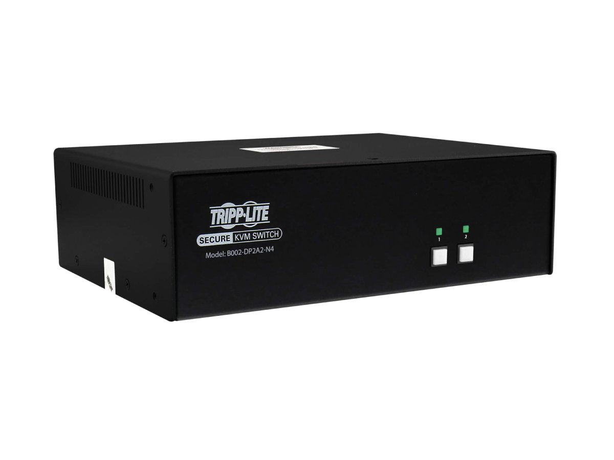 Eaton Tripp Lite Series Secure KVM Switch, 2-Port, Dual Head, DisplayPort to DisplayPort, 4K, NIAP PP4.0, Audio, TAA