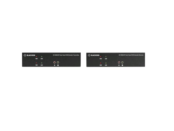 Black Box KVX Series KVM Extender over CATx - 4K, Dual-Head, HDMI/DisplayPort, USB 2.0, Serial, Audio, Local Video - KVM / audio / serial / USB extender - TAA Compliant