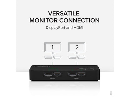 Plugable 4K DisplayPort and HDMI Dual Monitor Adapter for USB 3.0 and USB-C, Compatible with Windows and Mac - TAA