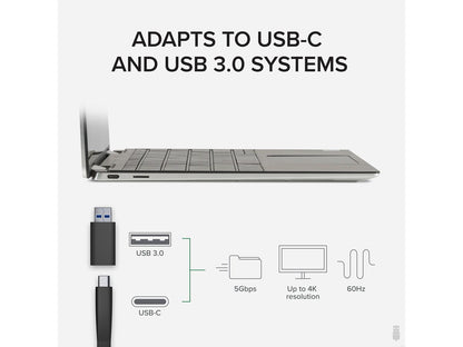 Plugable 4K DisplayPort and HDMI Dual Monitor Adapter for USB 3.0 and USB-C, Compatible with Windows and Mac - TAA