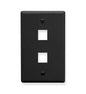FACEPLATE, FLAT, 1-GANG, 2-PORT, BLACK