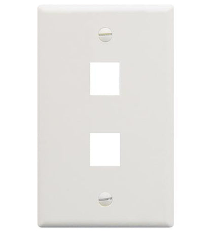FACEPLATE, FLAT, 1-GANG, 2-PORT, WHITE