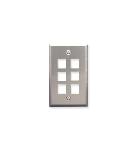 FACEPLATE, STAINLESS STEEL,1-GANG,6-PORT