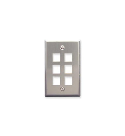 FACEPLATE, STAINLESS STEEL,1-GANG,6-PORT