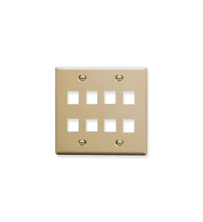 FACEPLATE, FLAT, 2-GANG, 8-PORT, IVORY