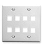 FACEPLATE, FLAT, 2-GANG, 8-PORT, WHITE