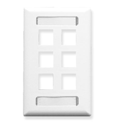 FACEPLATE, ID, 1-GANG, 6-PORT, WHITE