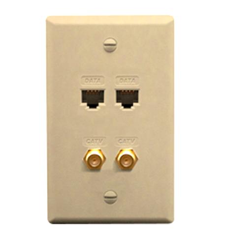 FACEPLATE IDC 2 DATA and 2 F TYPE IVORY