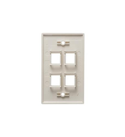 FACEPLATE, FLAT,1-GANG,4-PORT, 25PK, IV