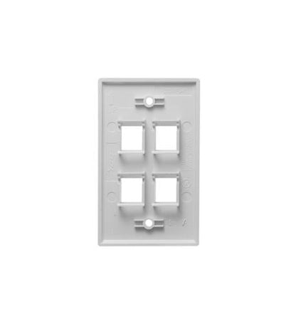 FACEPLATE, FLAT, 1-GANG, 4-PORT, WHITE