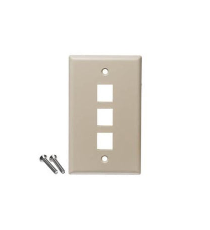FACEPLATE, FLAT,1-GANG,3-PORT, 25PK, IV