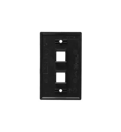 FACEPLATE, FLAT, 1-GANG, 2-PORT, BLACK