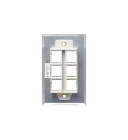 FACEPLATE, STAINLESS STEEL,1-GANG,6-PORT