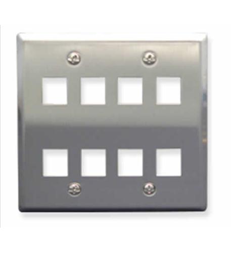 FACEPLATE, STAINLESS STEEL,2-GANG,8-PORT