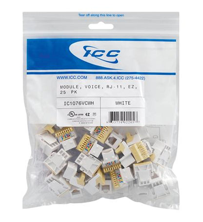 MODULE, VOICE, RJ-11, EZ, 25 PK, WHITE