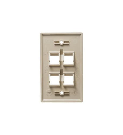 FACEPLATE, ANGLED, 1-GANG, 4-PORT, IVORY